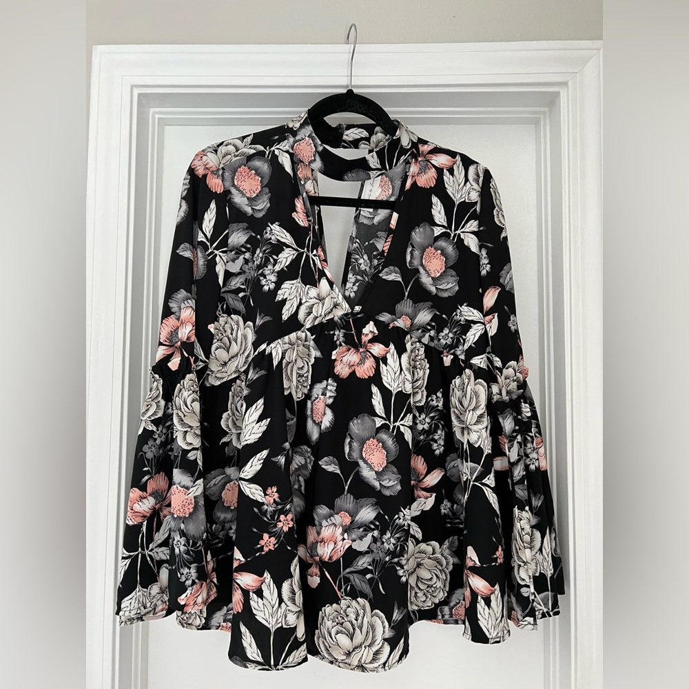 Womens long sleeve blouse with bell sleeves